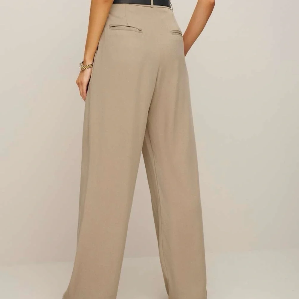 Reformation Mason High Rise Khaki Trousers Size 0P - Picture 4 of 13